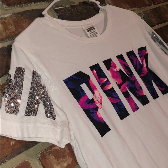 PINK Victoria's Secret Tops - Tropical PINK Bling Tee